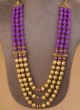 Three Layered Mala In Golden And Purple Color